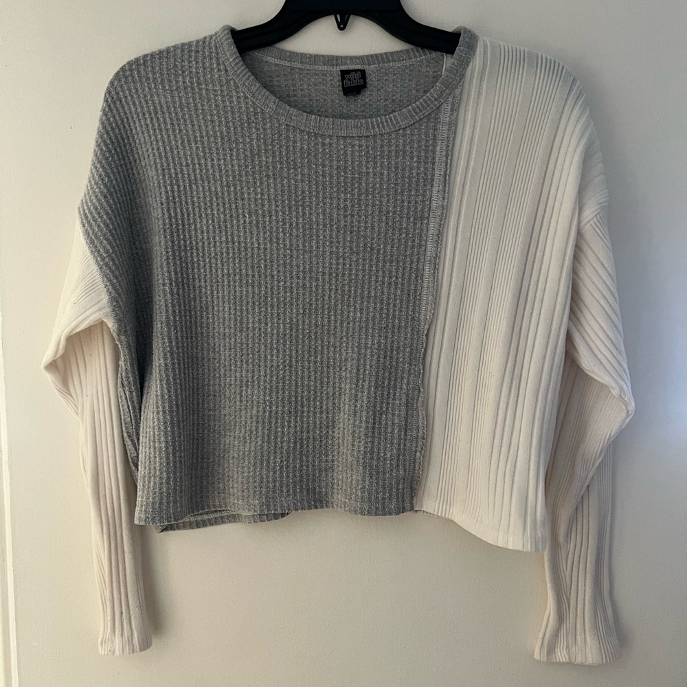 Wild Fable Colorblock Waffle Knit Long Sleeve Crop Top